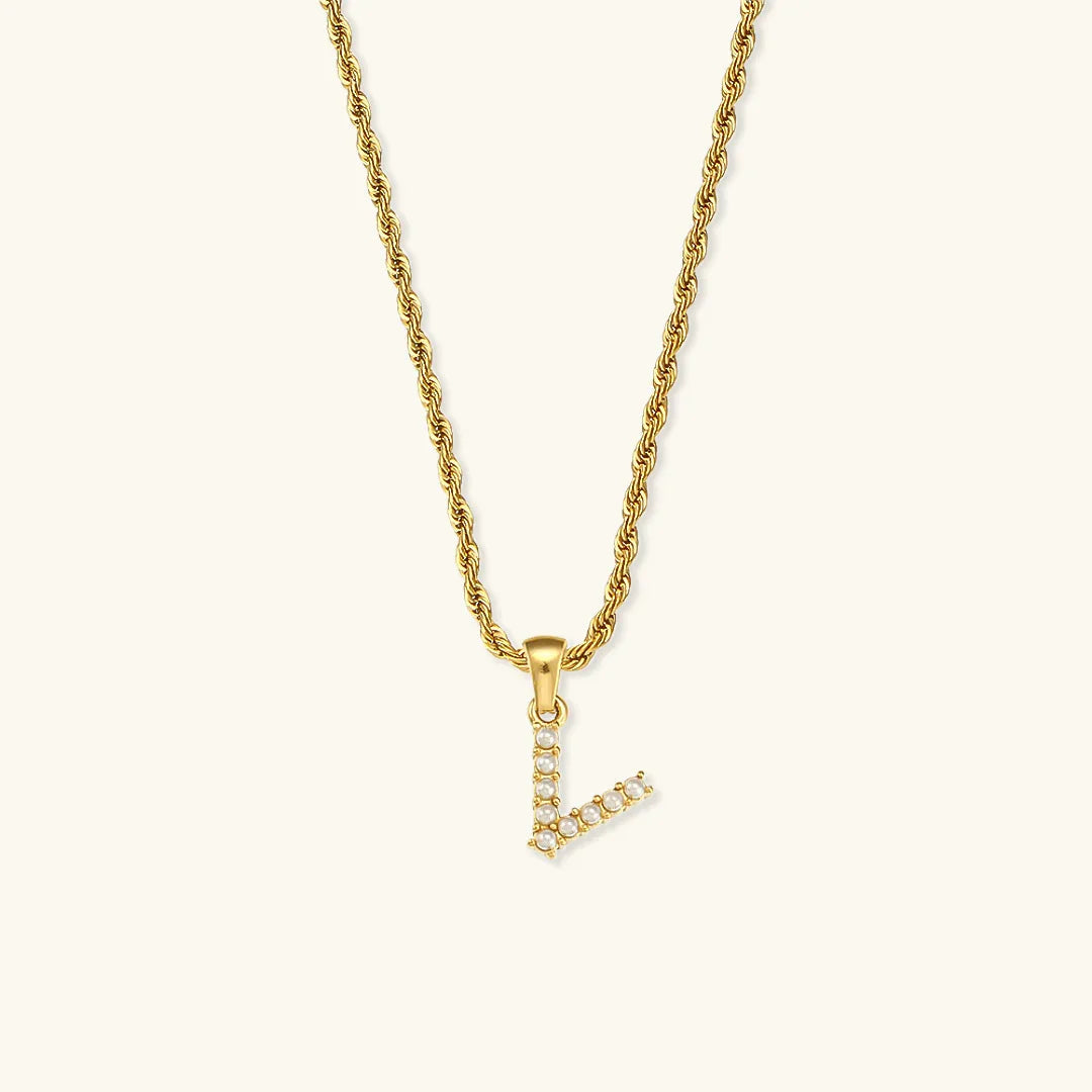[AuraEcho]Elodie Initial Letter Pearl Necklace