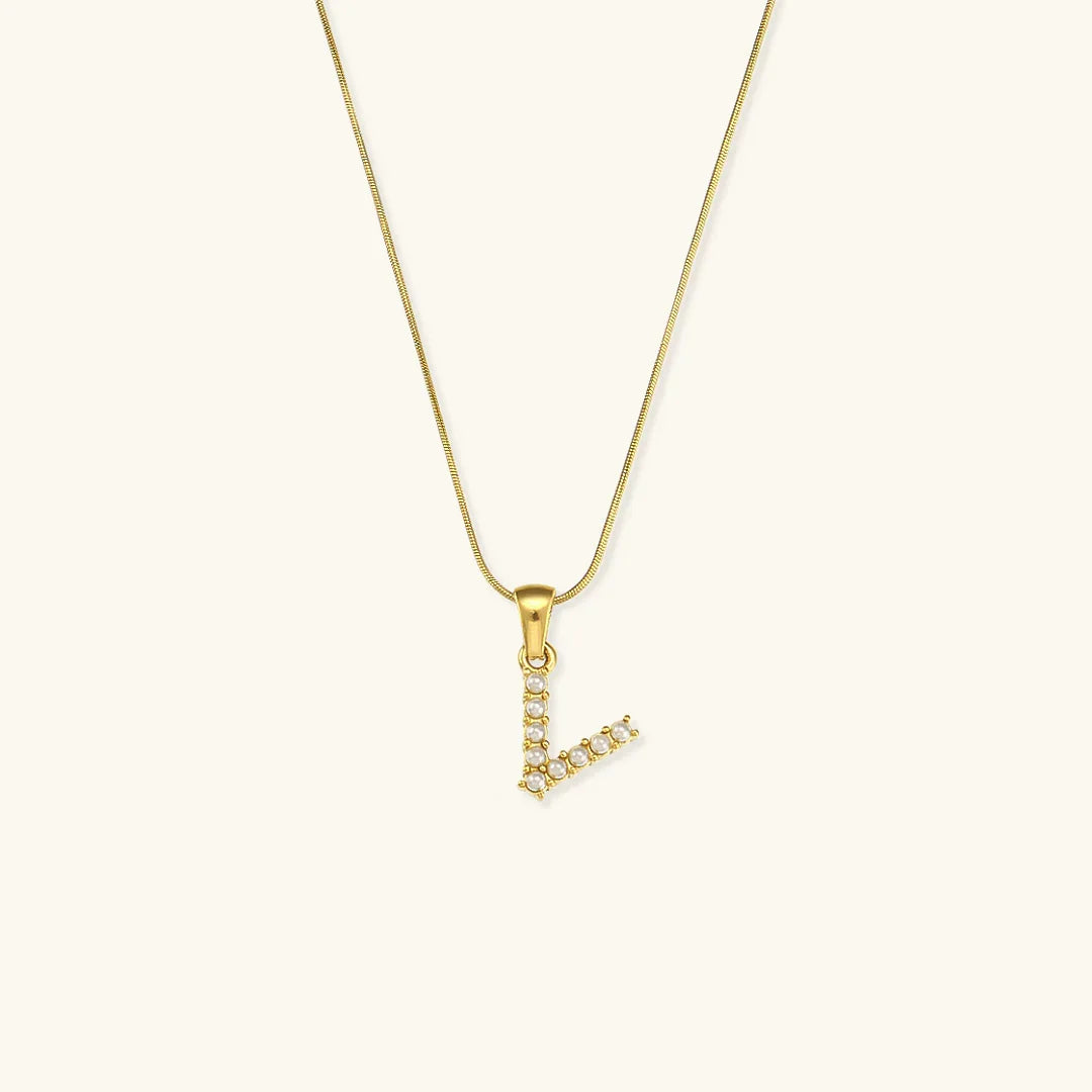 [AuraEcho]Augustine Initial Letter Pearl Necklace