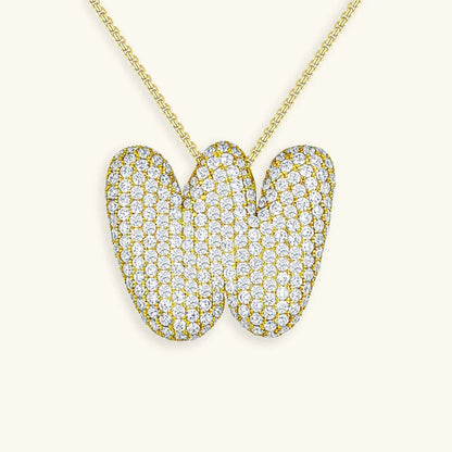 [AuraEcho]Bubble Initial Diamond Necklace
