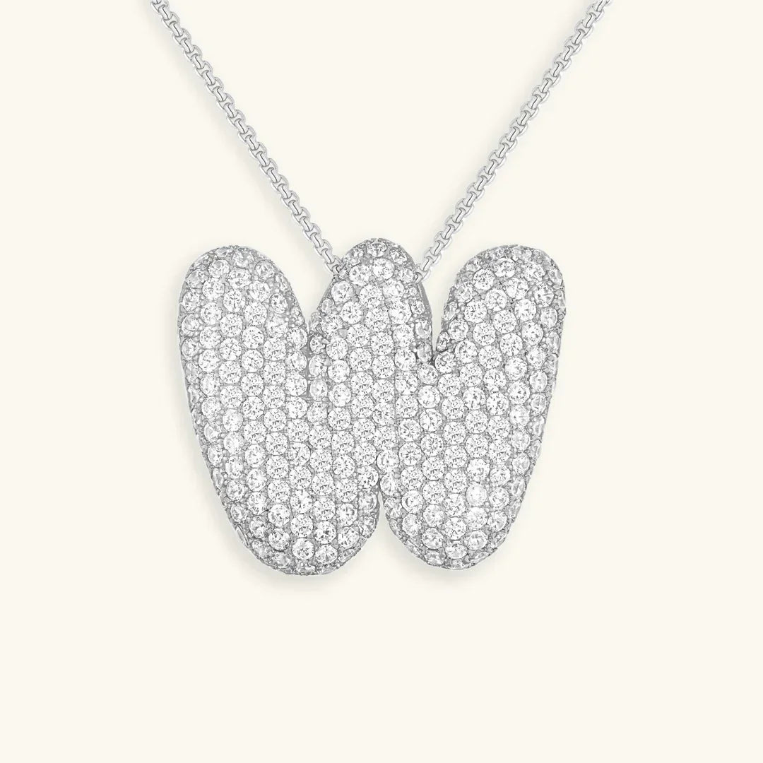 [AuraEcho]Bubble Initial Diamond Necklace