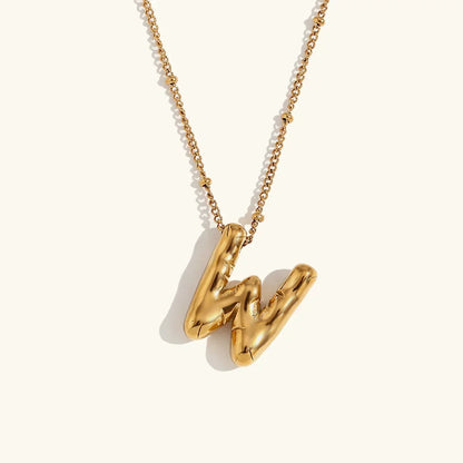 [AuraEcho]Balloon Gold Initial Necklace