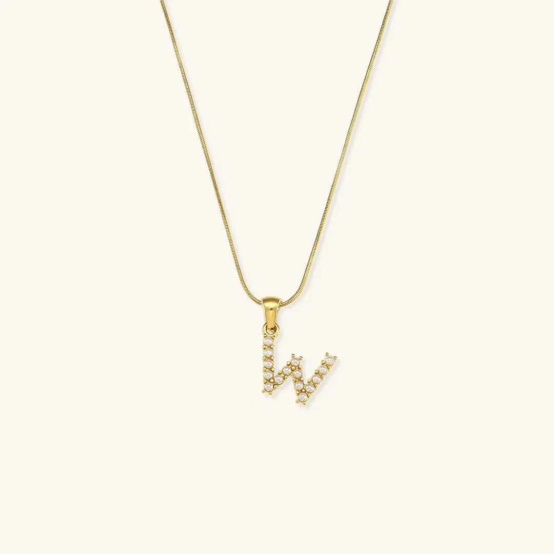 [AuraEcho]Augustine Initial Letter Pearl Necklace