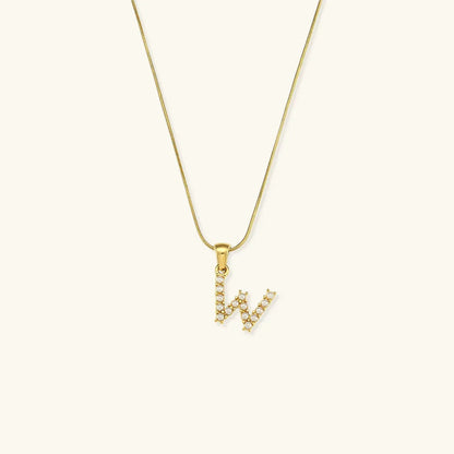[AuraEcho]Augustine Initial Letter Pearl Necklace