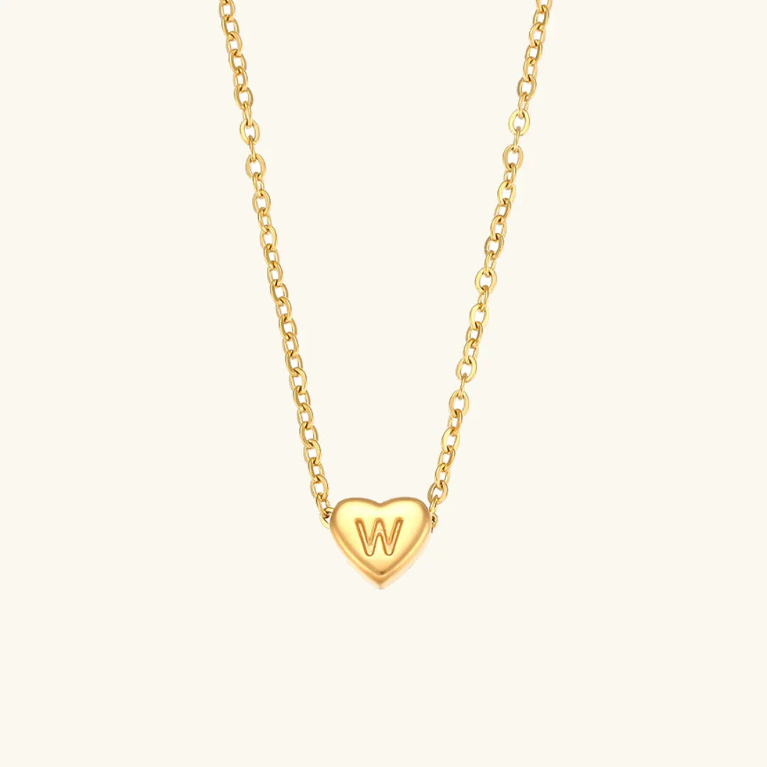[AuraEcho]Heart Initial Gold Necklace