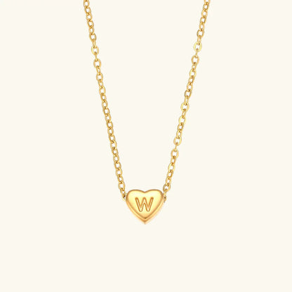 [AuraEcho]Heart Initial Gold Necklace
