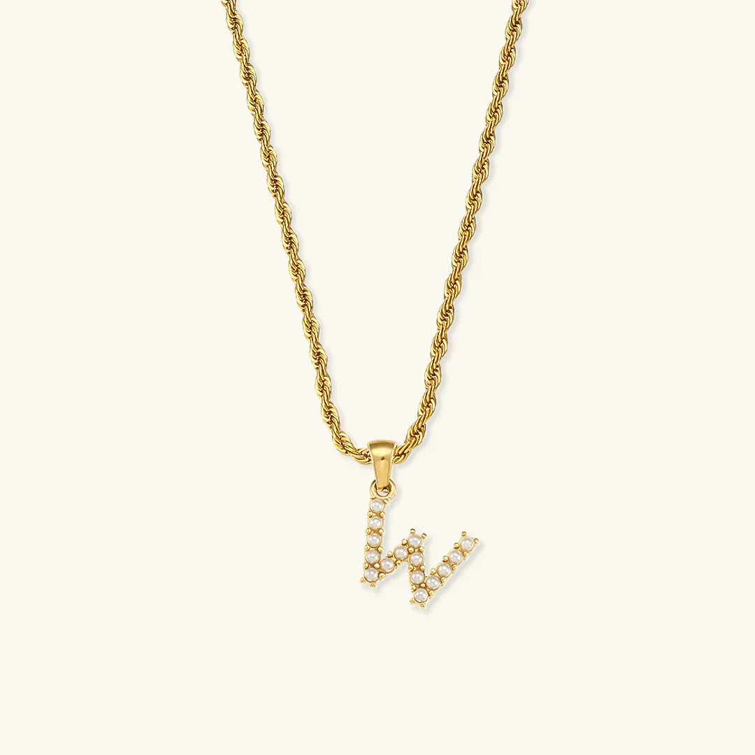 [AuraEcho]Elodie Initial Letter Pearl Necklace