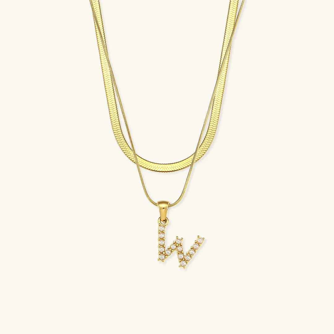 [AuraEcho]Fiona Layered Gold Initial Letter Necklace
