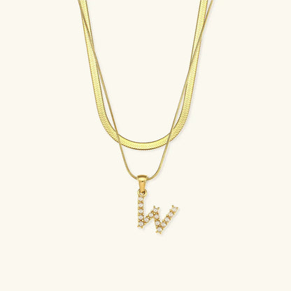 [AuraEcho]Fiona Layered Gold Initial Letter Necklace