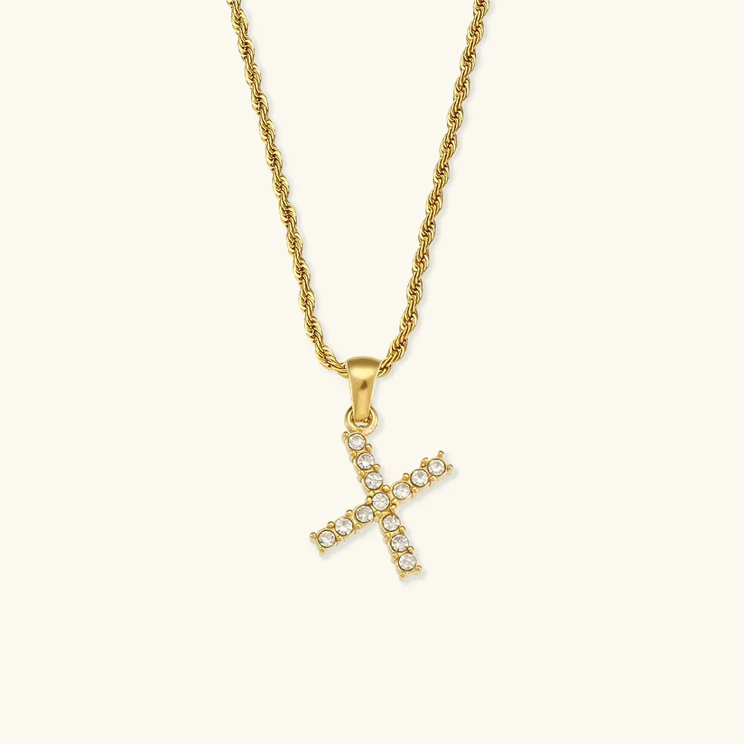 [AuraEcho]Maeve Letter Initial Diamond Necklace