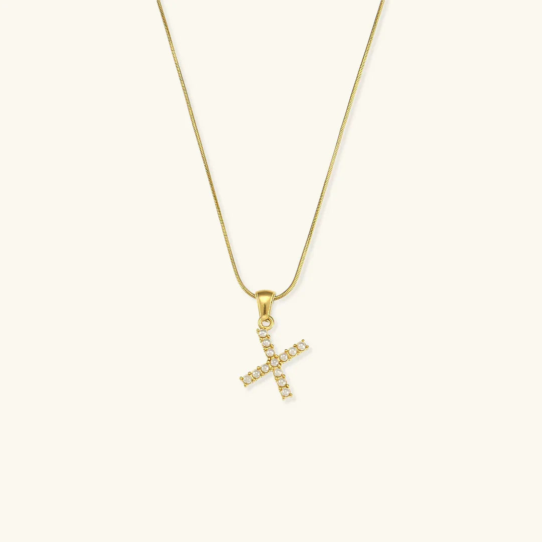 [AuraEcho]Augustine Initial Letter Pearl Necklace
