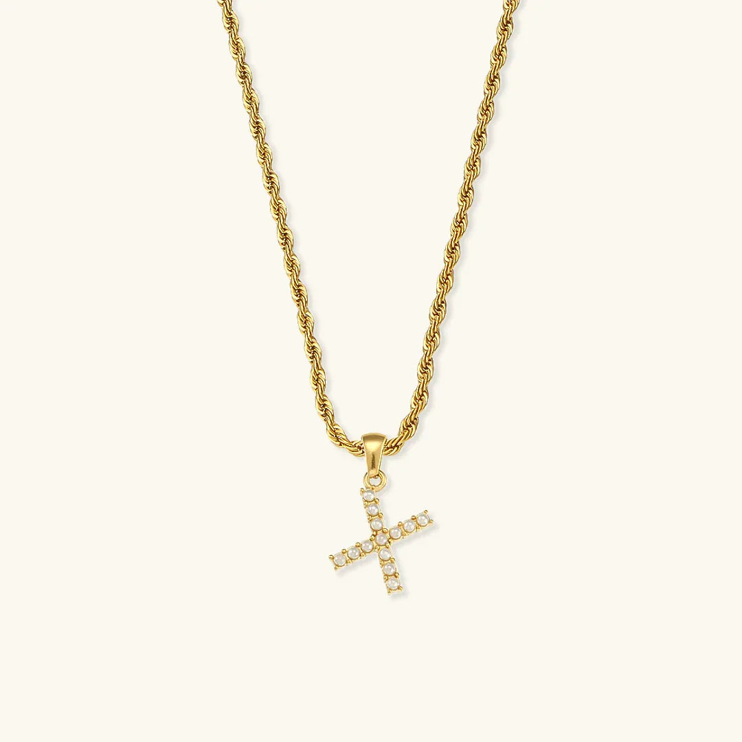 [AuraEcho]Elodie Initial Letter Pearl Necklace