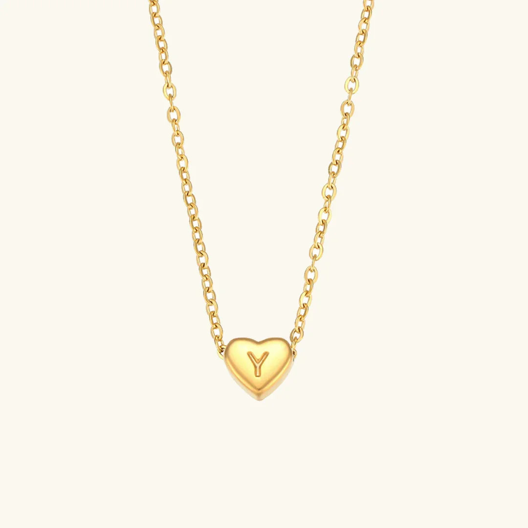 [AuraEcho]Heart Initial Gold Necklace