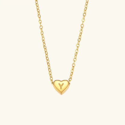 [AuraEcho]Heart Initial Gold Necklace