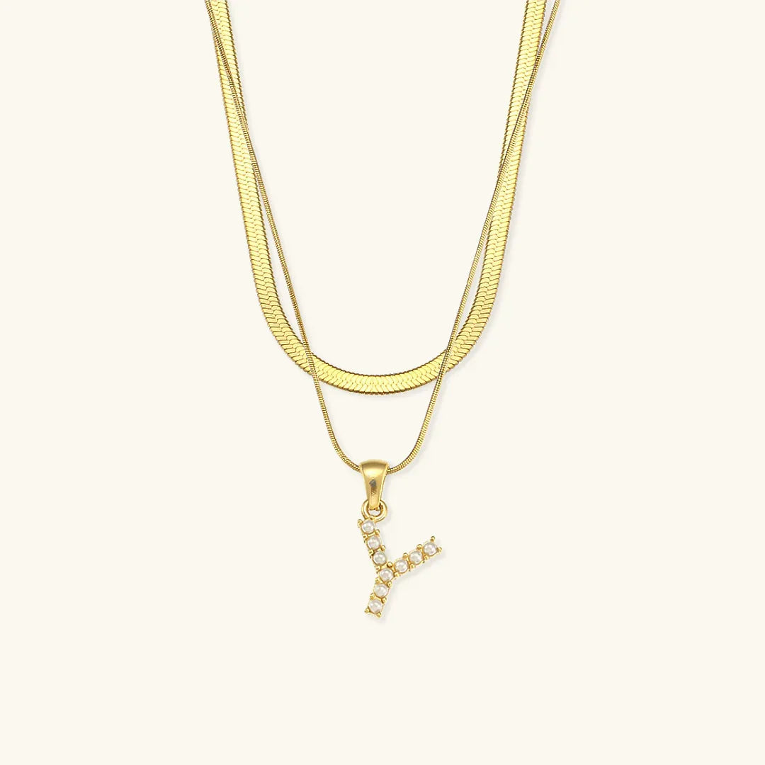 [AuraEcho]Fiona Layered Gold Initial Letter Necklace