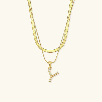 [AuraEcho]Fiona Layered Gold Initial Letter Necklace
