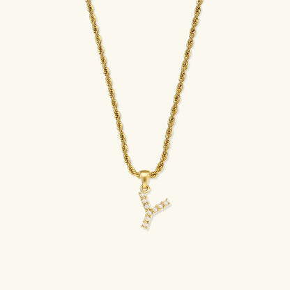 [AuraEcho]Elodie Initial Letter Pearl Necklace