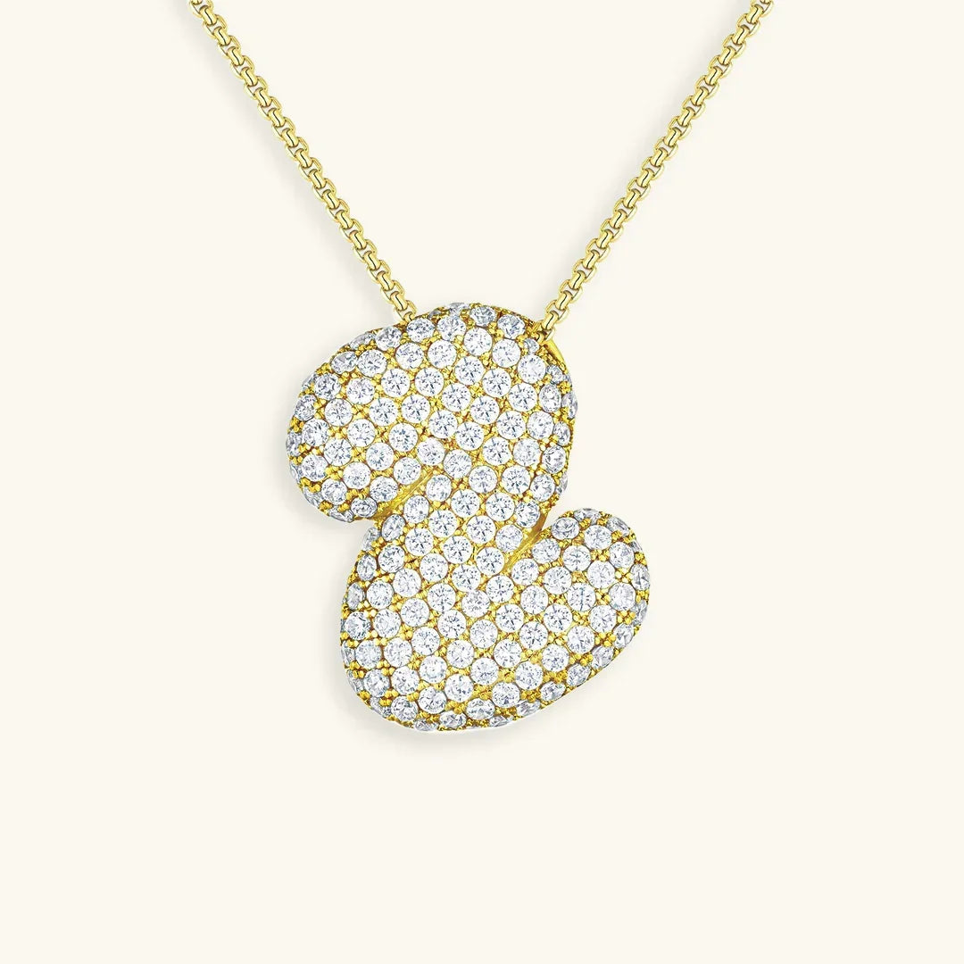 [AuraEcho]Bubble Initial Diamond Necklace