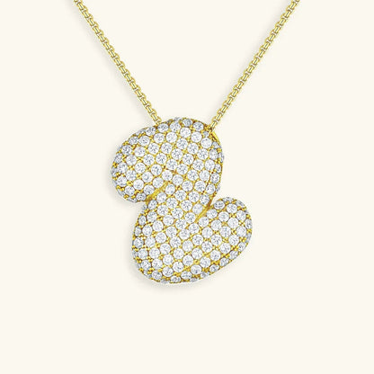 [AuraEcho]Bubble Initial Diamond Necklace