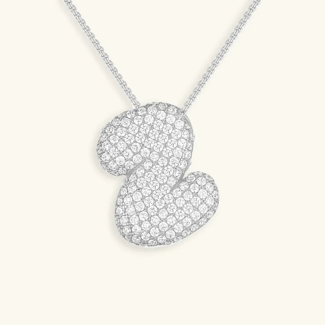 [AuraEcho]Bubble Initial Diamond Necklace