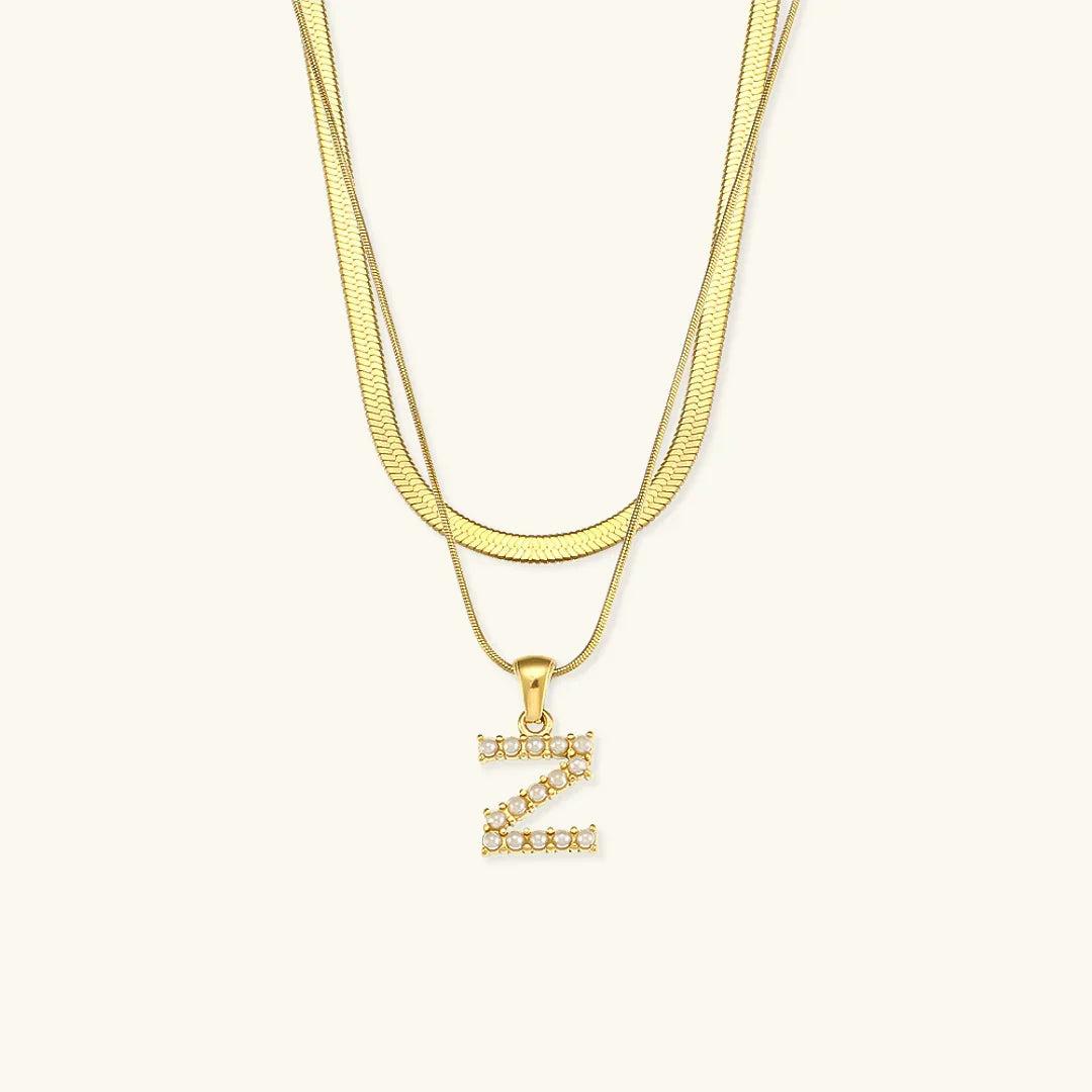 [AuraEcho]Fiona Layered Gold Initial Letter Necklace