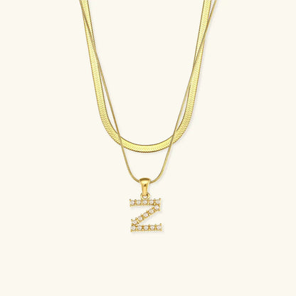[AuraEcho]Fiona Layered Gold Initial Letter Necklace