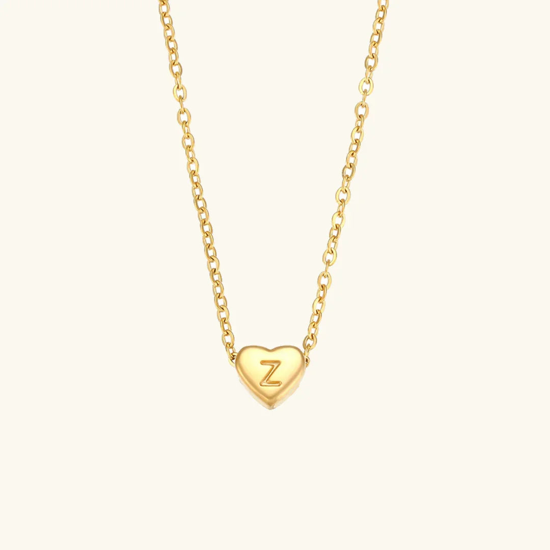 [AuraEcho]Heart Initial Gold Necklace