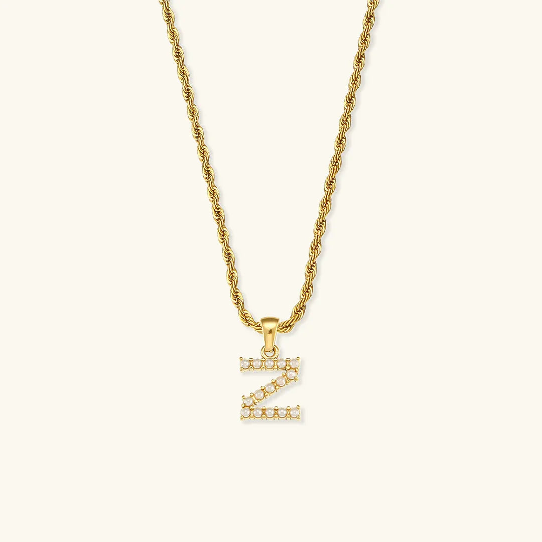 [AuraEcho]Elodie Initial Letter Pearl Necklace