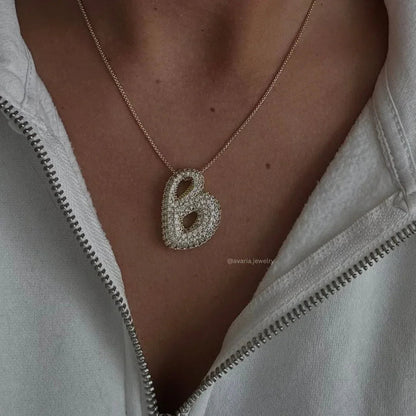 [AuraEcho]Bubble Initial Diamond Necklace