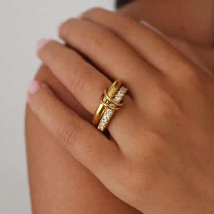 [AuraEcho]Alison Stacked Diamond Ring