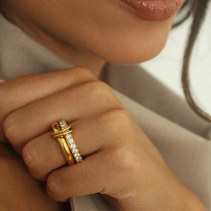 [AuraEcho]Alison Stacked Diamond Ring