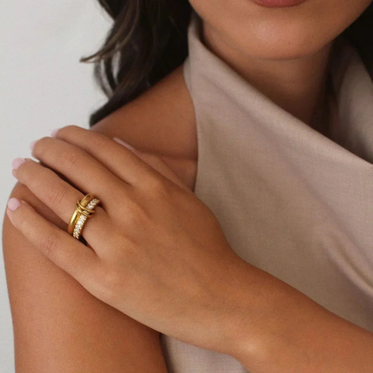 [AuraEcho]Alison Stacked Diamond Ring