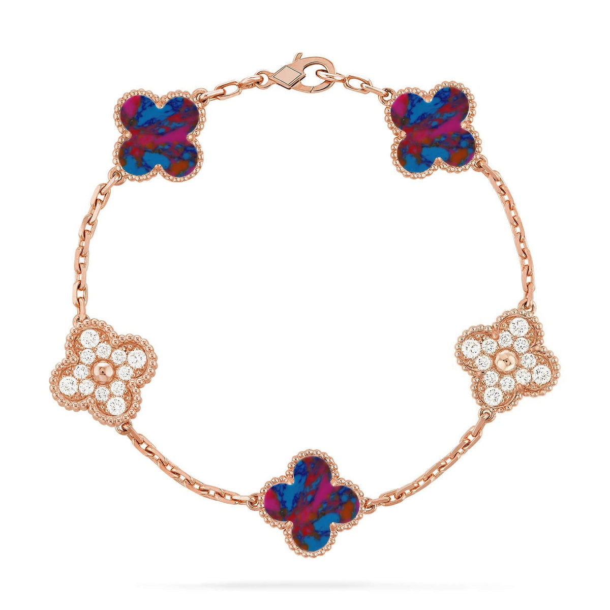 [AuraEcho]CLOVER 5 MOTIF COLOR GEMSTONES BRACELET COLLECTION