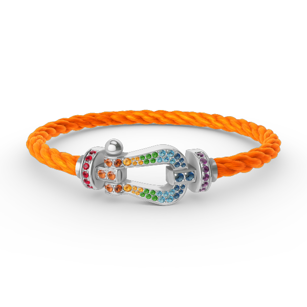 [AuraEcho]FORC LARGE HORSESHOE  COLORED DIAMOND BRACELET SILVER