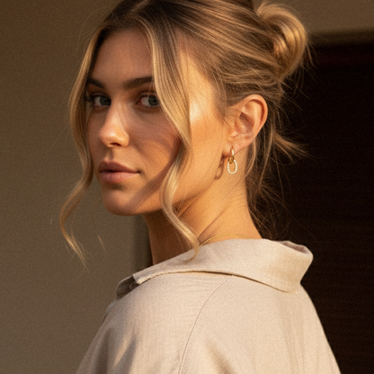 [AuraEcho]Aina Double Hoop Diamond Earrings