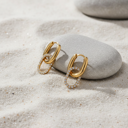 [AuraEcho]Aina Double Hoop Diamond Earrings