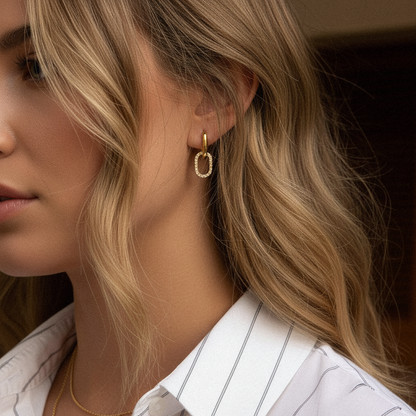 [AuraEcho]Aina Double Hoop Diamond Earrings