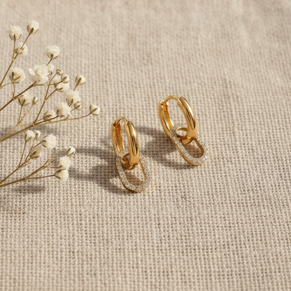 [AuraEcho]Aina Double Hoop Diamond Earrings