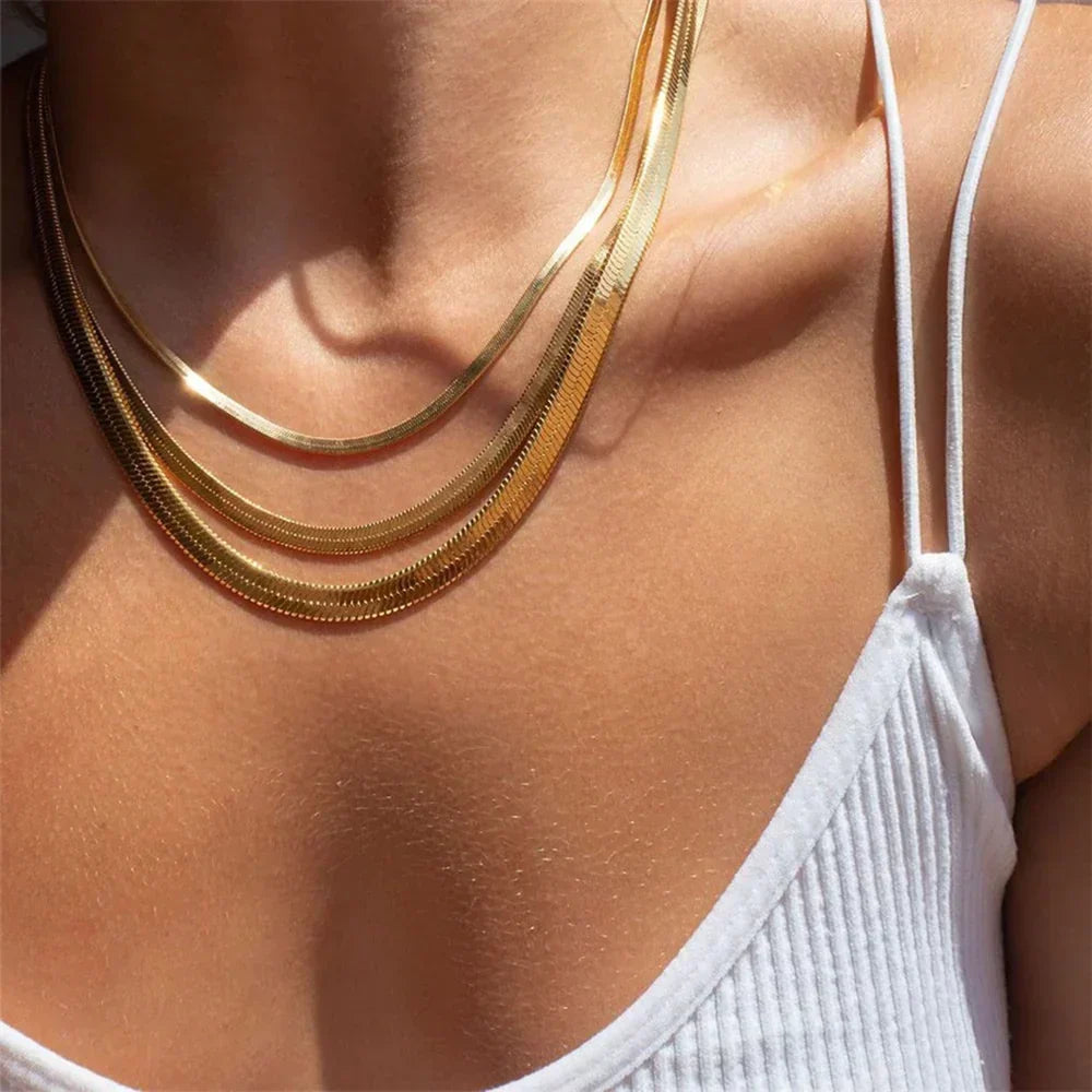 [AuraEcho]Elizabeth Gold Herringbone Necklace