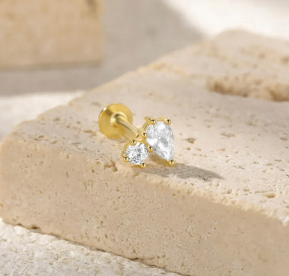 [AuraEcho]Kate Flat Back Diamond Stud