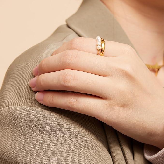 [AuraEcho]Magnolia Freshwater Pearl Gold Ring