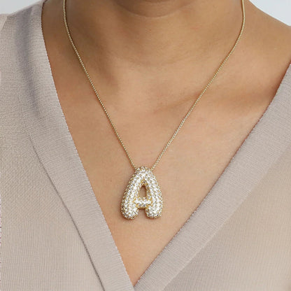 [AuraEcho]Bubble Initial Diamond Necklace