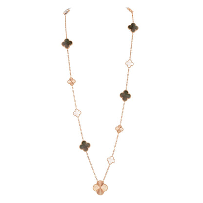 [AuraEcho]DETACHABLE CLOVER 15(11+4) FLOWER ROSE GOLD NECKLACE SET