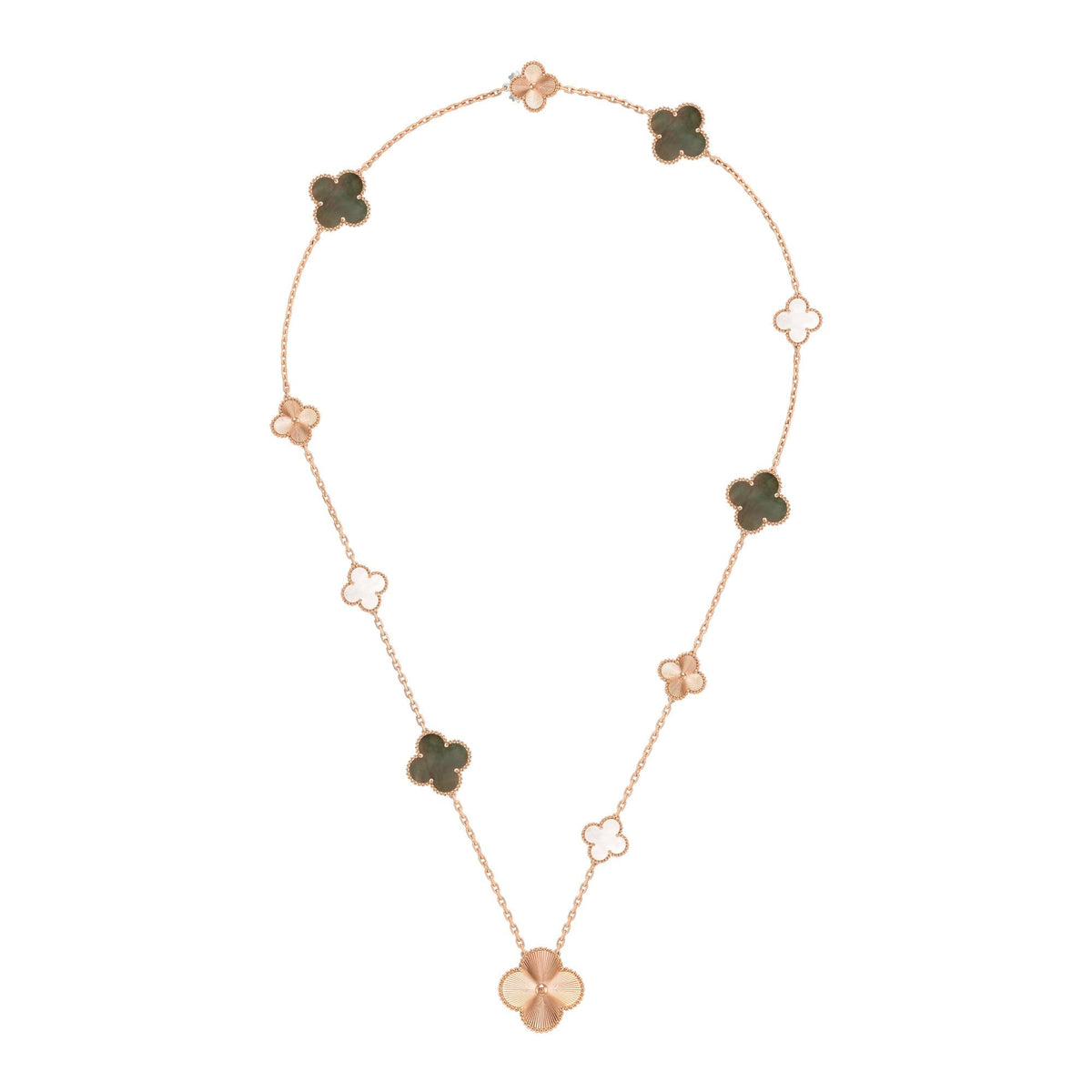[AuraEcho]DETACHABLE CLOVER 15(11+4) FLOWER ROSE GOLD NECKLACE SET