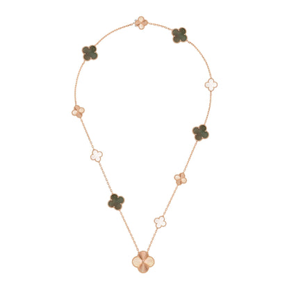 [AuraEcho]DETACHABLE CLOVER 15(11+4) FLOWER ROSE GOLD NECKLACE SET