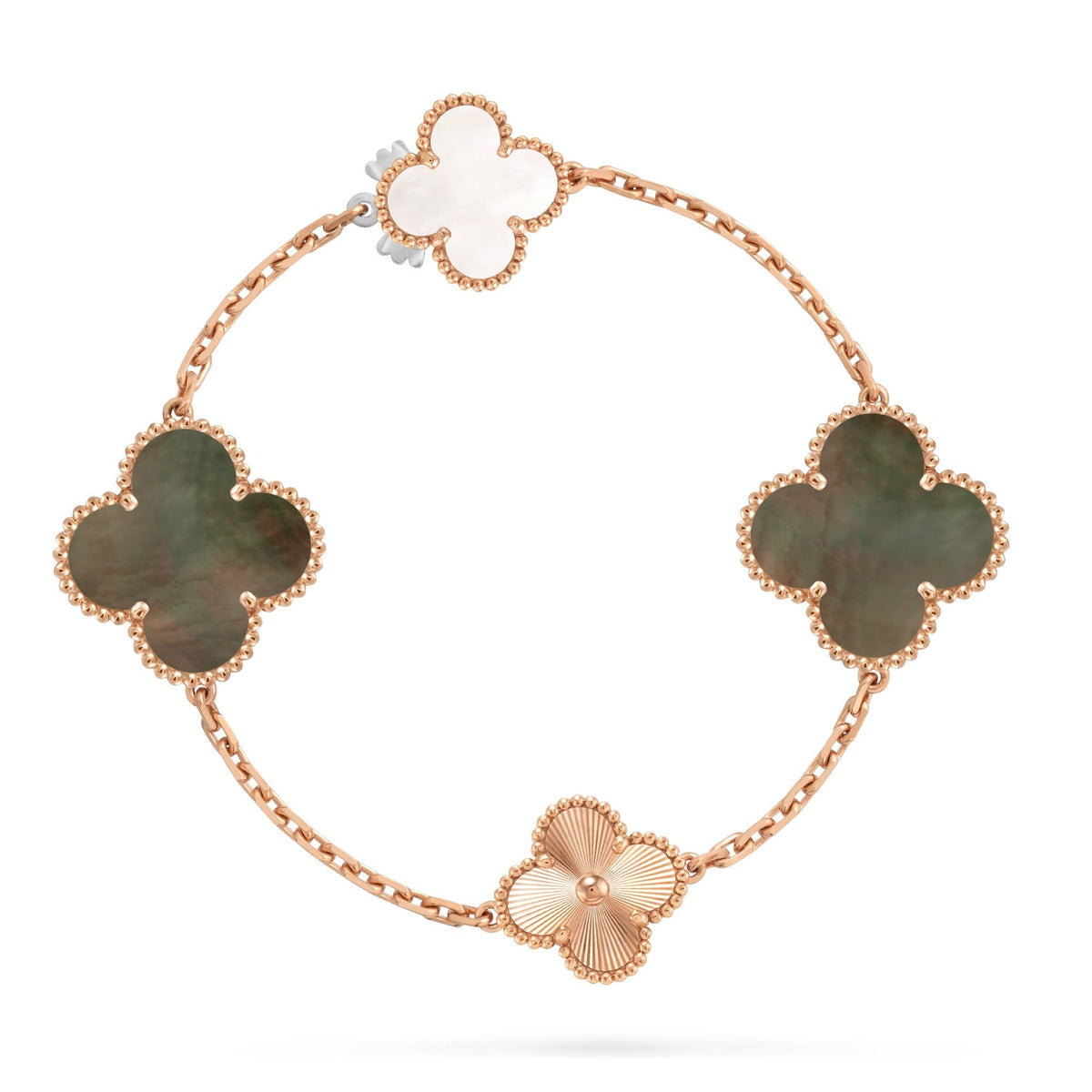 [AuraEcho]DETACHABLE CLOVER 15(11+4) FLOWER ROSE GOLD NECKLACE SET