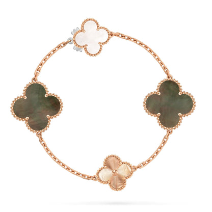 [AuraEcho]DETACHABLE CLOVER 15(11+4) FLOWER ROSE GOLD NECKLACE SET