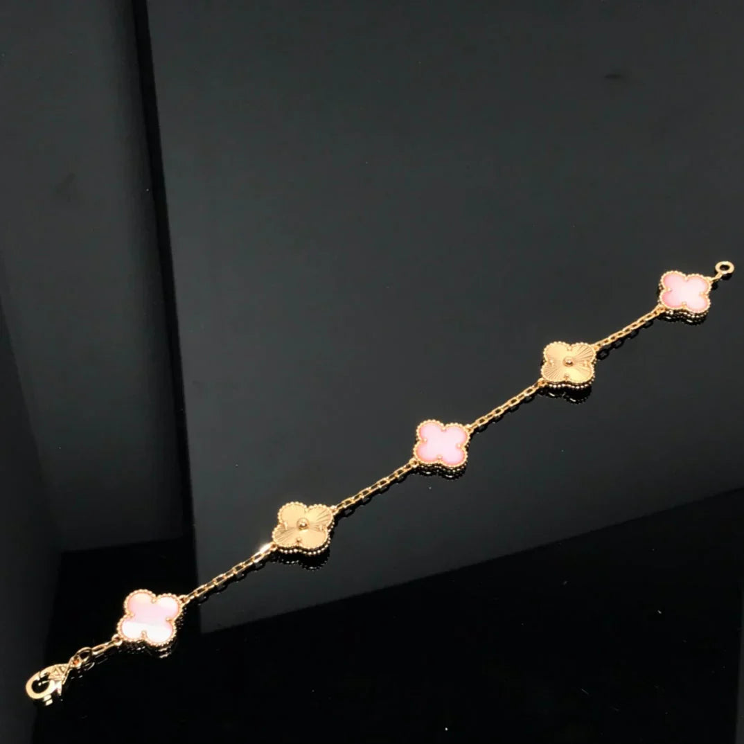 [AuraEcho] CLOVER 5 MOTIFS  PINK MOP BRACELET COLLECTION