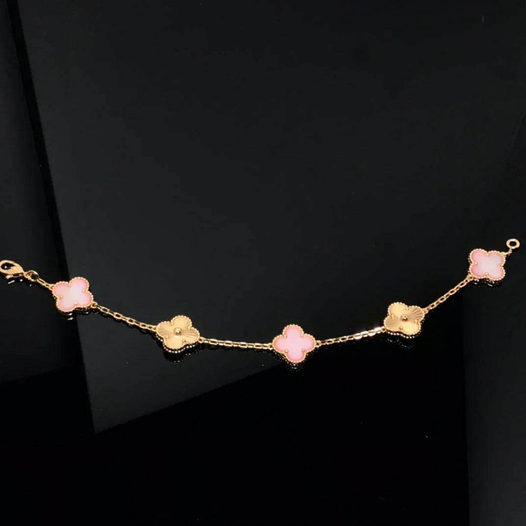[AuraEcho] CLOVER 5 MOTIFS  PINK MOP BRACELET COLLECTION